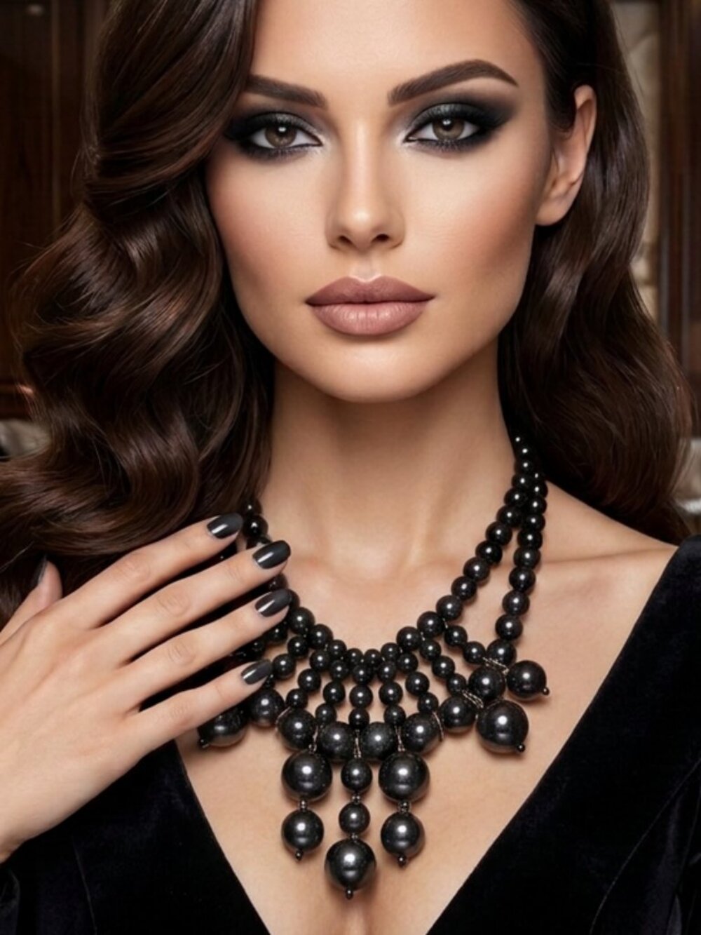 Gorgeous Black Bold Statement Necklace Sexy Stunner!